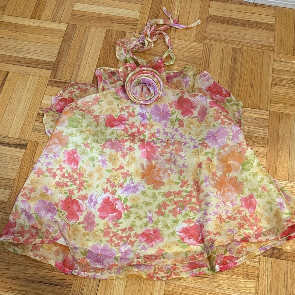 Astr Pink and Purple Halter Top